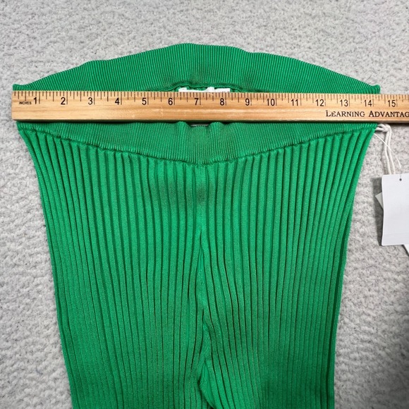 NWT Good American Summer Green Ribbed Pants Women 5/6 Flare‎ Pull on Stretch - Picture 6 of 12
